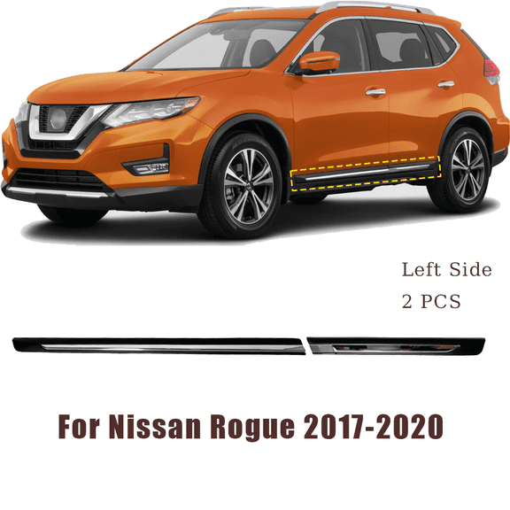 2PCS For 2017-2020 Nissan Rogue Left Side Front Rear Door Molding Trim Chrome