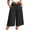 Black, variant on Womens Linen Capri Pants Summer Wide Leg Palazzo Pant Cotton Dressy Casual Cropped Gaucho Pant Culottes with Pockets Khaki,M
