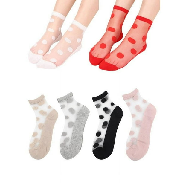 6 pares de calcetines transparentes, calcetines de malla transparentes para mujer, calcetines transparentes hasta el tobillo, los calcetines de tul mantienen su color y son delgados