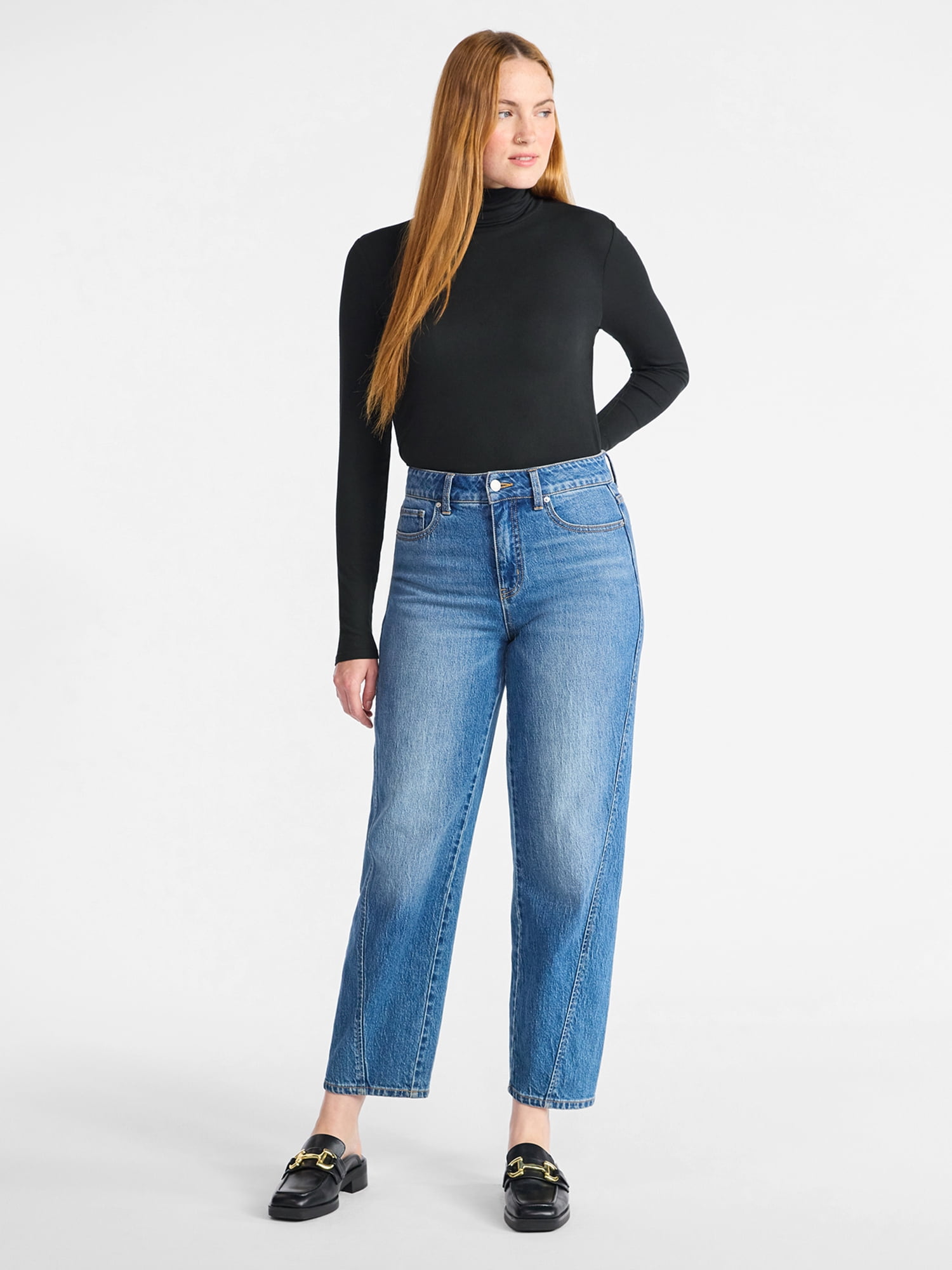 Time and Tru Women's Ribbed Turtleneck with Long Sleeves, Sizes XS-XXXL