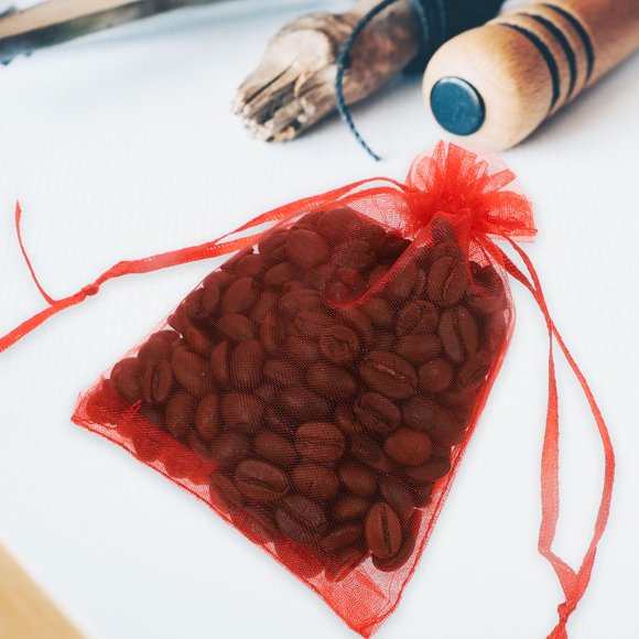 Greenadscape 100Ud Bolsas Pequeñas De Organza Rojas Para Envoltura De Regalo Con Y Ligero
