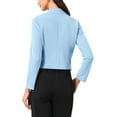 thumbnail image 3 of Blazer de oficina para mujer sin cuello, traje casual de negocios, blazer corto, L azul cielo, 3 of 6