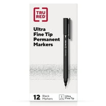 Staples TRU RED Permanent Markers Ultra Fine Tip Black Dozen TR54534