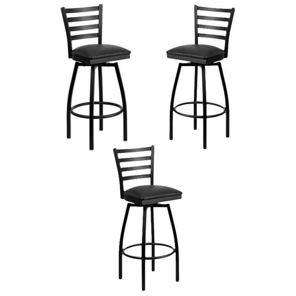 Home Square 32" Swivel Metal Bar Stool in Black - Set of 3