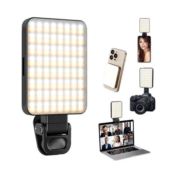 RGB Magnetic Selfie Light, 136 LED, 360° Full Color Video Light, 9 Lighting Modes, Rechargeable Clip Fill Light for Phone Camera