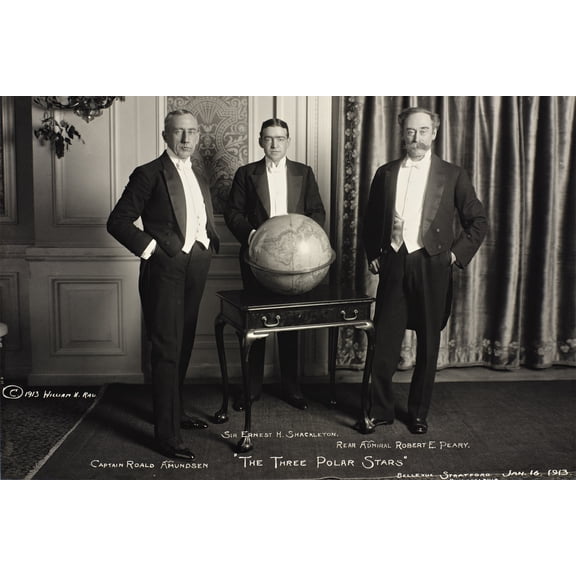 24x36 gallery poster, Robert Peary, Ernest Shackleton, and Roald Amundsen, 1913