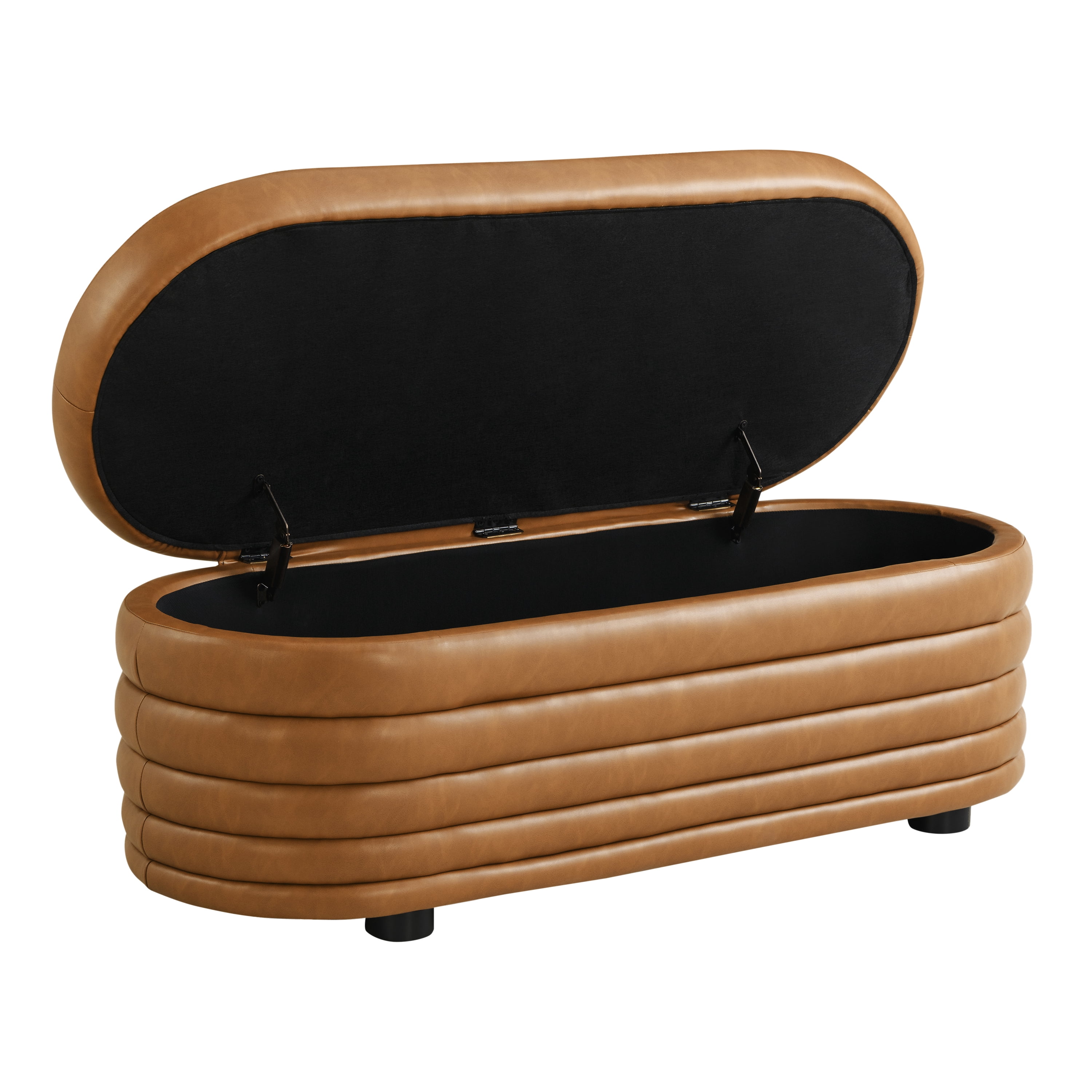 Studio Living Livingston Modern Storage Ottoman, Carmel Faux Leather