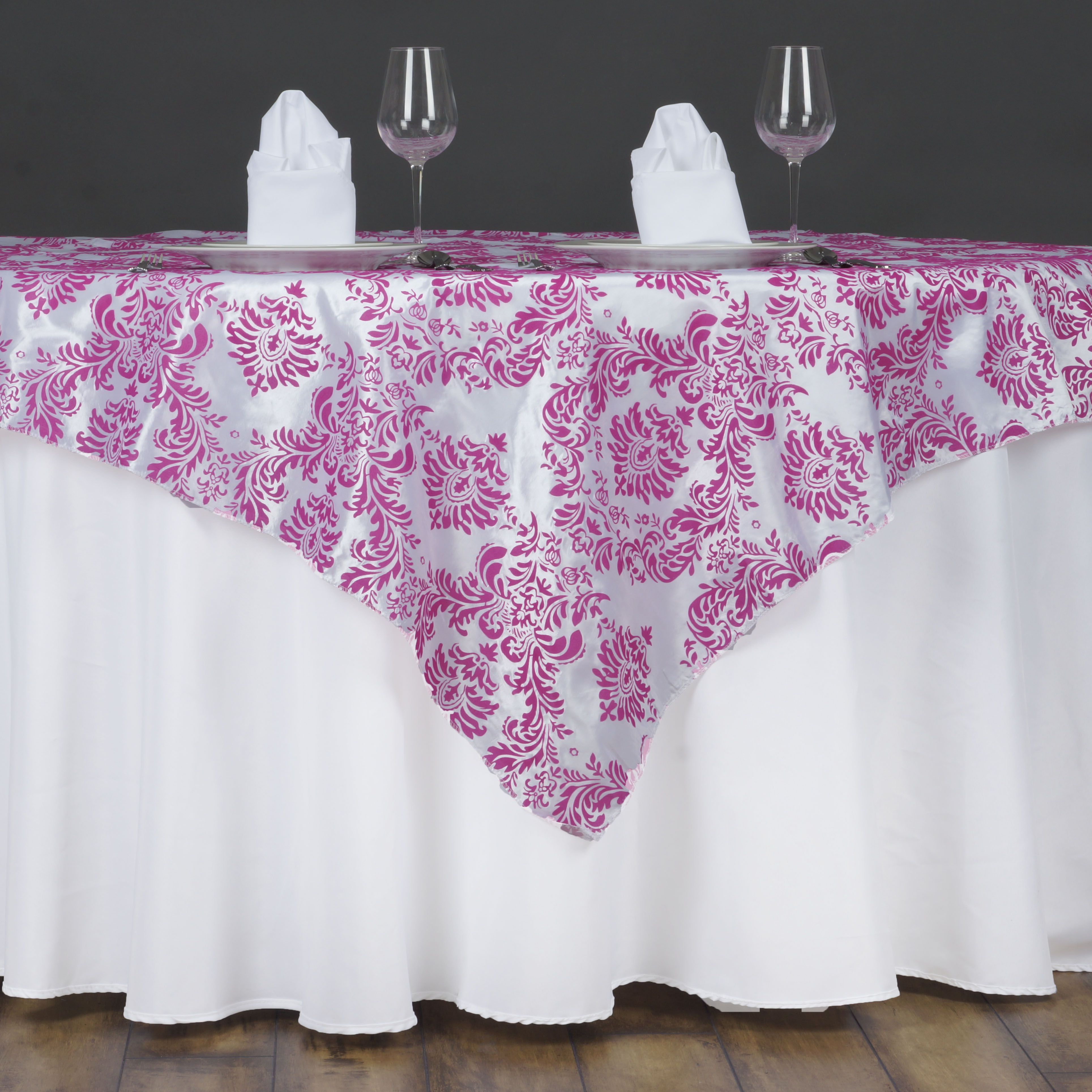 BalsaCircle 60" x 60" Damask Flocking Table Overlays - Wedding Party Reception Catering Linens ...