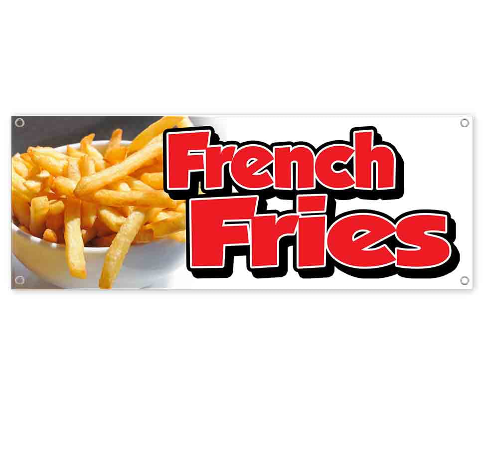 Non-Fabric Heavy-Duty Vinyl Single-Sided with Metal Grommets Cheese Fries 13 oz Banner 