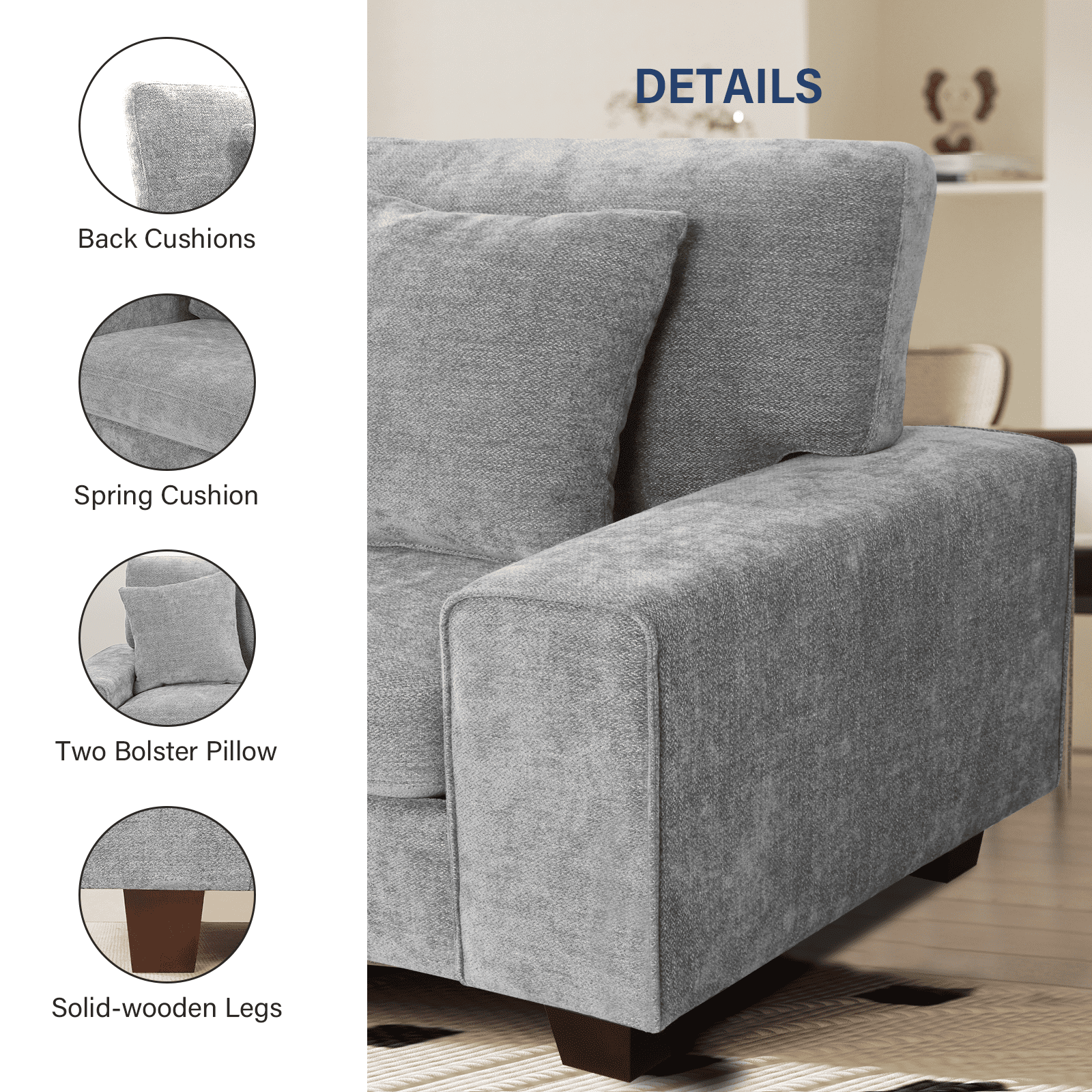71.25" Modern Loveseat Sofa for Living Room with Removable Sofa Cushion and Detachable Sofa Cover, Small Sofa for Small Space(Light Gray)