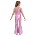thumbnail image 2 of vastwit Girls Flared Jumpsuit Disco Performance Shiny Bodysuit Bell Bottom Pants Fringed Funky Dance Unitards Pink 10, 2 of 6