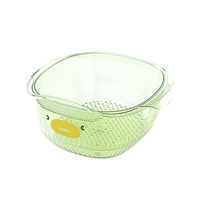 Colador de cocina, cuenco resistente y multifuncional para limpiar frutas y alimentos. verde grande