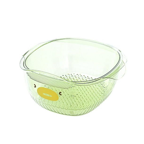 Colador de alimentos de doble capa para lavar verduras, frutas y espaguetis. verde grande