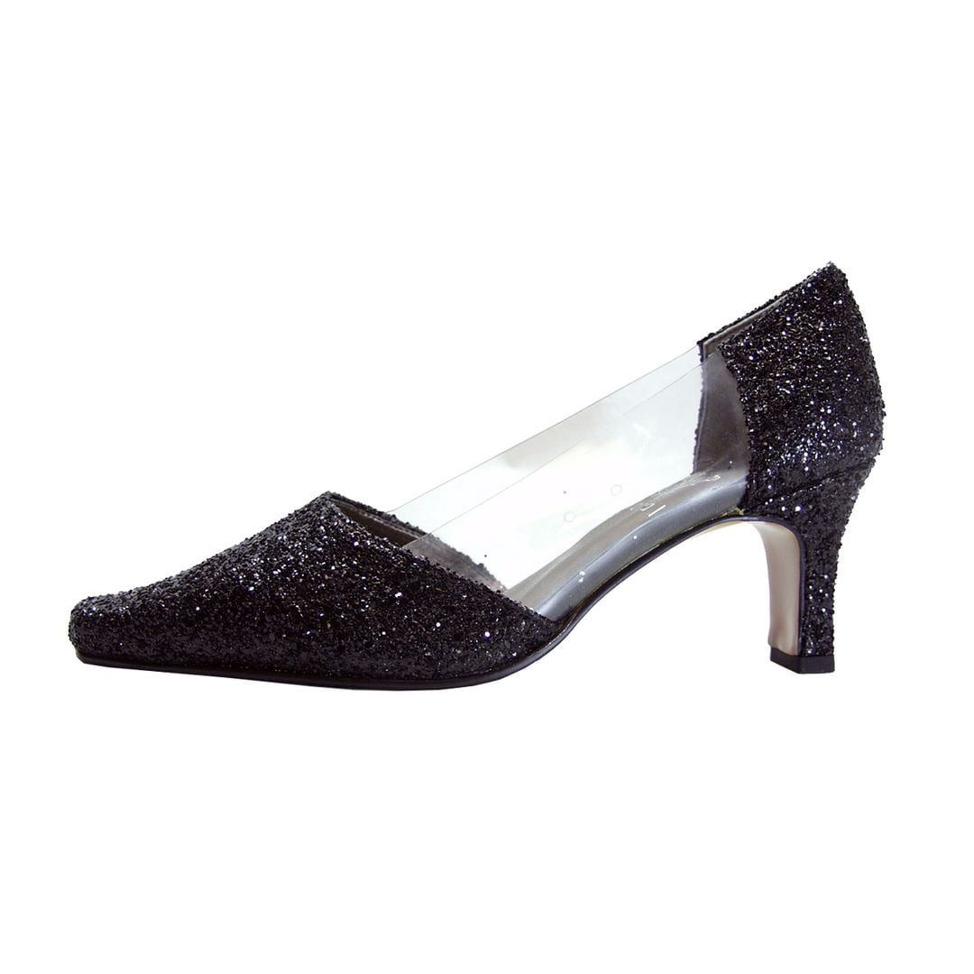 FLORAL Asha Women Wide Width Evening Dress Shoes for Wedding, Prom, Dinner BLACK 10