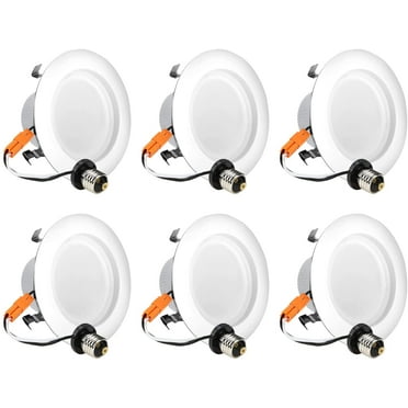 Light Blue USA 4" inch LED Downlight Retrofit, 10W (75W Equivalent), 2700K Warm White, LED Recessed Lighting Kit Fixture, Smooth Trim (6 Pack)