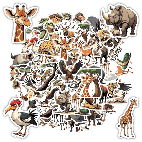 Safari Animal Stickers Wildlife Funny Stickers Cute Stickers for Luggage Laptops Phones