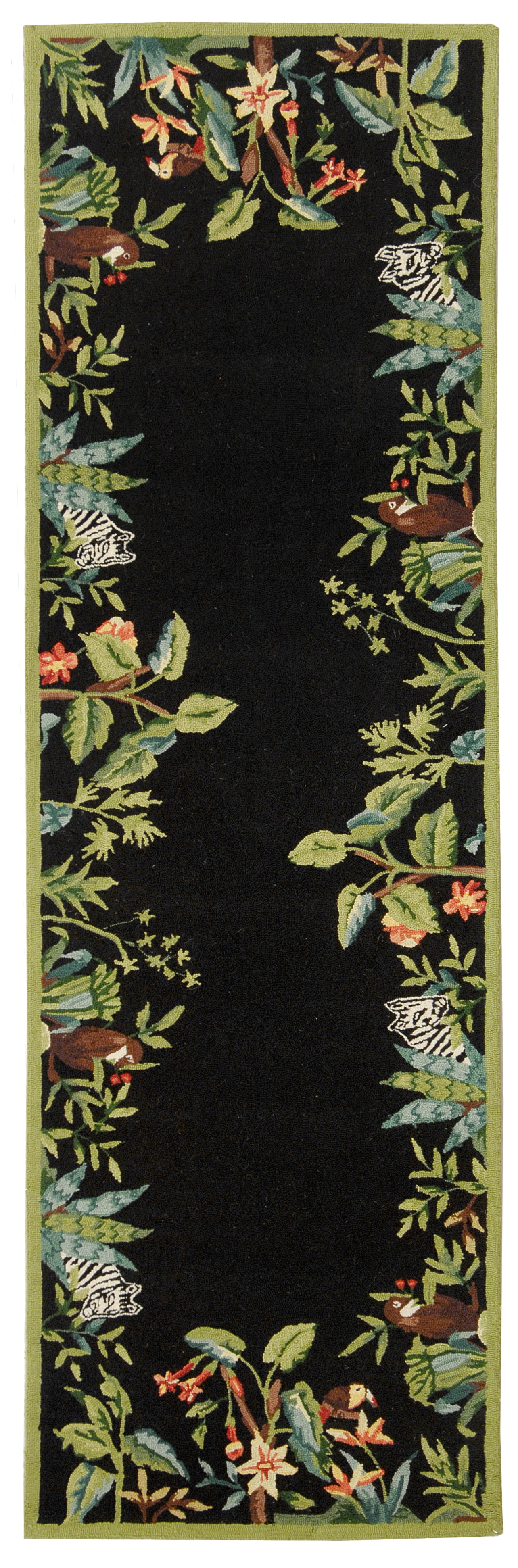 Safavieh Chelsea Deloris Bordered Wool Runner Rug, Black/Green, 2'6" x 6'
