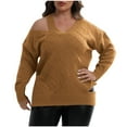 thumbnail image 2 of Babysbule Plus Size Womens Sweaters New Arrivals Women's Fashion V-neck Large Size Long Sleeve Casual Sweater Women's Fashion, 2 of 6