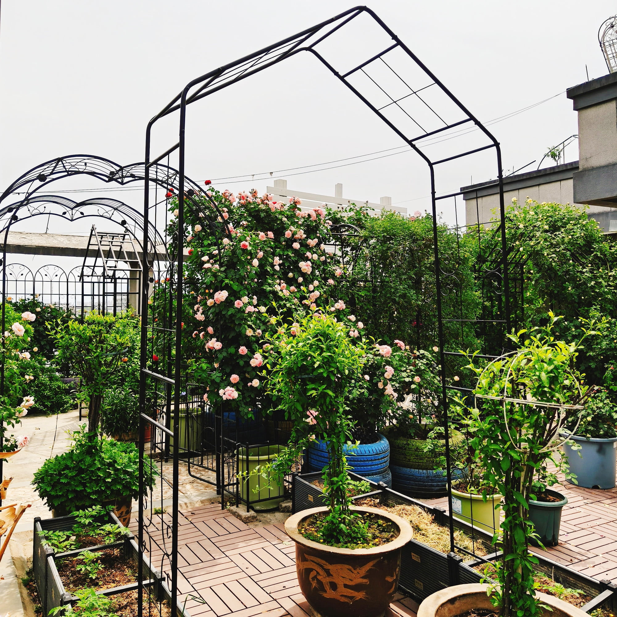 Garden Arch, Climbing Plants Support Rose Arch Outdoor Black L56.3" x W16.93" x H94.5"