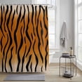thumbnail image 3 of Brown Tiger Skin Shower Curtain, Abstract Farm Brown Tiger Animal Texture Black Stripes Waterproof Shower Curtain Set with 12 Hooks Lightweight Bath Curtains Fabric Bathroom Decor 36x72 Inches, 3 of 9