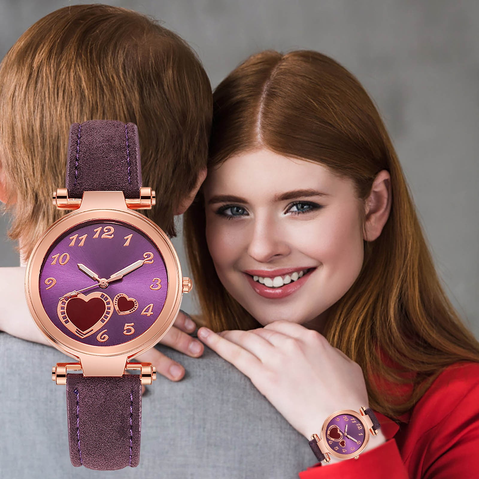 BICOASU Watches Love Ladies Watch Leather Strap Analog Quartz Fashion