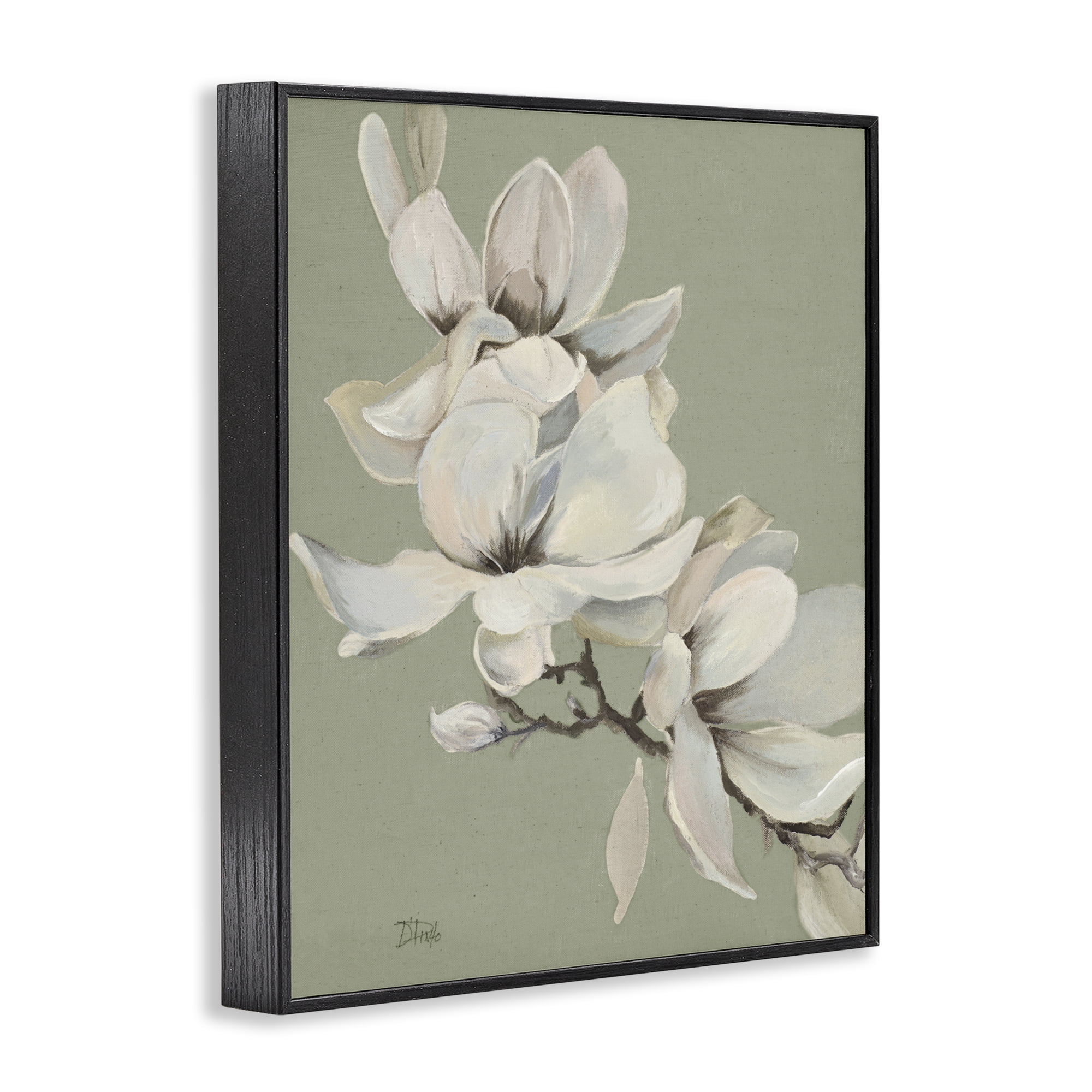 Stupell Industries Magnolias on Sage Florals Black Framed Giclee Art, design by Patricia Pinto