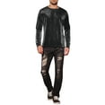 thumbnail image 2 of INSPIRE CHIC Mesh Sheer T-Shirt for Men's Long Sleeves Club Party Tee Tops M Black, 2 of 6