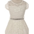 thumbnail image 3 of Big Girls' Illusion Lace Top Stone Belt Flowers Girls Dresses Off White 12 (J19KS88), 3 of 3