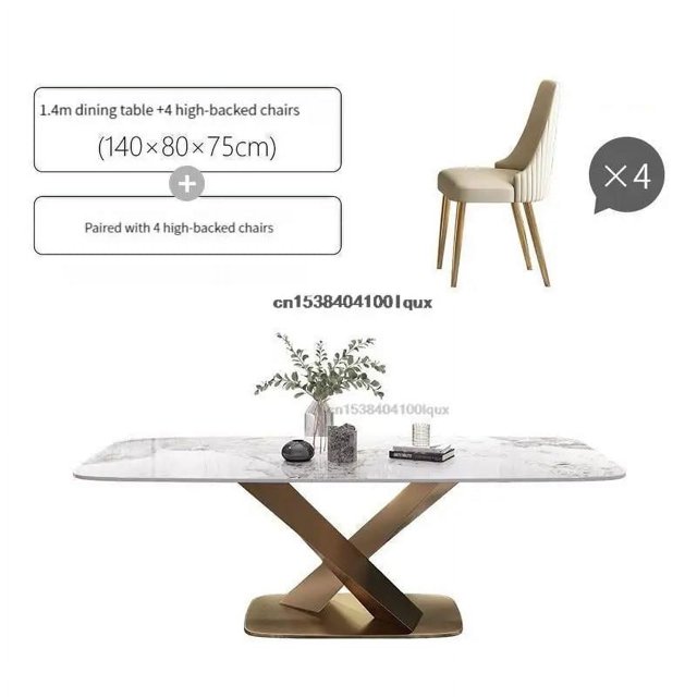 Luxurious Kitchen Table In Rectangle Marble Desk Top Stainless Steel Golden Finish 6 People Luxury Dining Table And Chair Set My Lux Decor Round