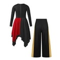 thumbnail image 2 of YUUMIN Robe de Danse Culte Ludique Culte pour Filles Église Chœur Patchwork Robe et Pantalon Large Ensemble Danse Rouge&Noir 14, 2 of 5