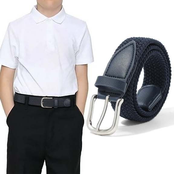 AWAYTR Kids Elastic Braided Belt - Pin Buckle Stretch Golf Baseball Belts for Boys and Girls