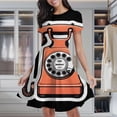 thumbnail image 2 of Retro Pink Rotary Phone Women's Classic Swing Skater Dress Casual Work Party Cocktail Dresses, 2 of 6