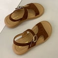 thumbnail image 4 of Wensltd Women's Summer Sandals Solid Color Round Toe Open Toe One-Line Buckle Soft Bottom Sandals, 4 of 8