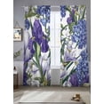 thumbnail image 2 of Spring Flowers Sheer Curtains 96 Inch Length 2 Panels for Living Room, Purple Hydrangea Orchid Floral Country Voile Kitchen Curtain Set, Luxury Privacy Drapes Window Treatment for Bedroom, 2 of 7