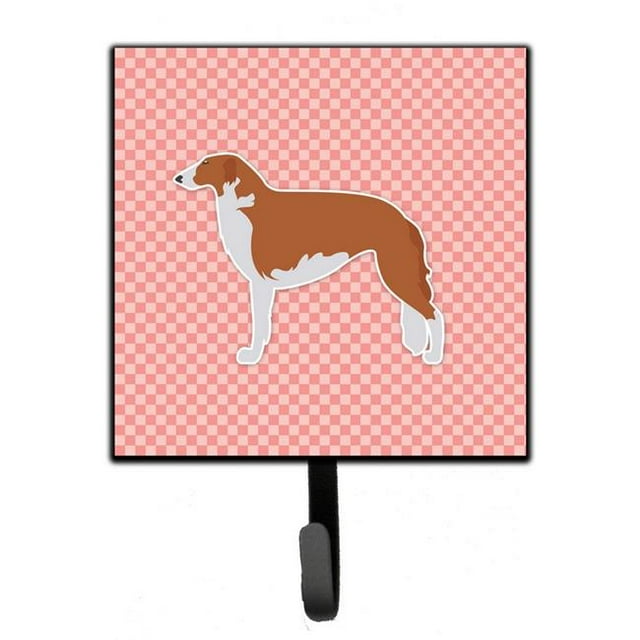 Borzoi Russian Greyhound Checkerboard Pink Leash or Key Holder