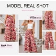 thumbnail image 2 of PTHTECHUS Womens Floral Wide Leg Pants With Pockets High Waist Adjustable Knot Loose Casual Trousers Business Work Casual Pants Loose Pants, 2 of 6