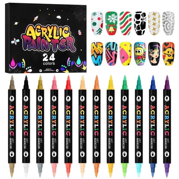Marcadores para Arte de Uñas Kalolary 24 Colores Doble Punta Impermeables