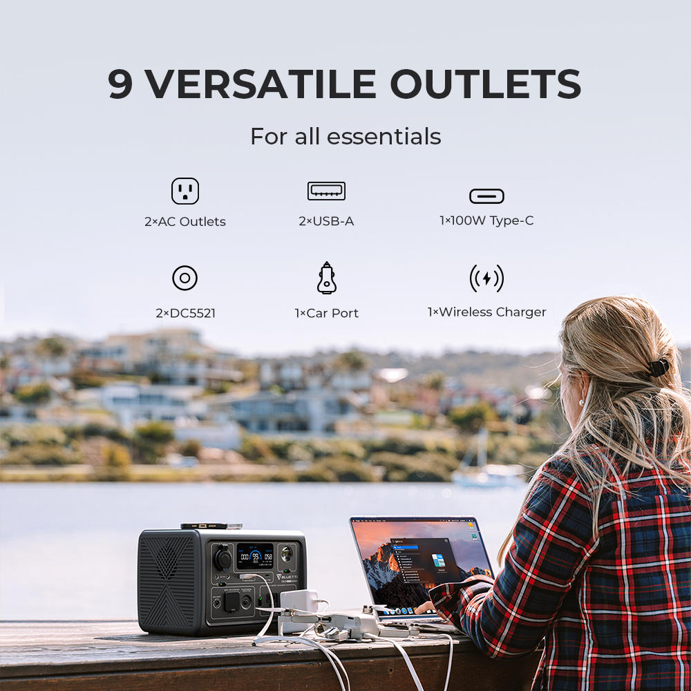BLUETTI EB3A+B80 Portable Generator, 600W 268Wh Solar Generator, LiFePO4 Power Station for Camping, Home Backup, Emergency Use