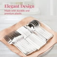 thumbnail image 4 of Prestee 600 Plastic Silverware Set, Silver Plastic Utensils, Disposable Flatware Set with Plastic Forks 200, Spoons, Knives, Heavy-Duty Bulk Silverware Set for Christmas Parties and Events, 4 of 7