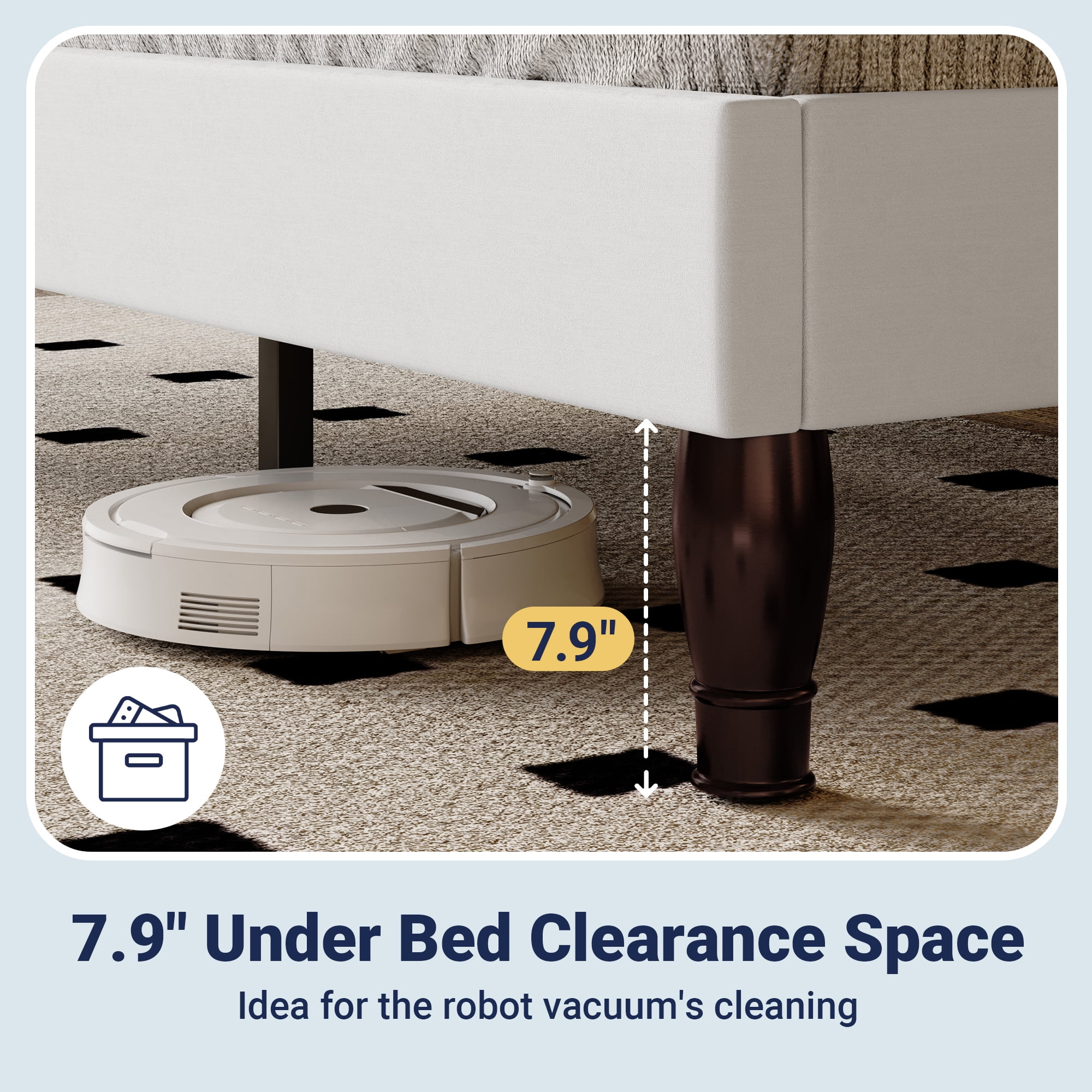 Allewie Full Bed Frame, Velvet Tiara Upholstered Diamond Button Tufted Headboard, No Box Spring Needed, White