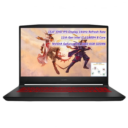 MSI Katana GF66 Gaming Laptop, 15.6" FHD IPS Display 144Hz, Intel i7-11800H 8Core, NVIDIA GeForce RTX 3060 6GB GDDR6, Wi-Fi 6, Type-C, Backlit Keyboard, HDMI, Win10 Home (16GB RAM|512GB PCIe SSD)