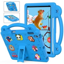 Dteck Kids iPad 6th Generation Case, iPad 5th Case, iPad Air 2 Case for Kids,Cute Cartoon Shockproof EVA Foam Super Protection Handle Stand Cover for 9.7" iPad Air/Air 2 iPad 2017/2018,Skyblue
