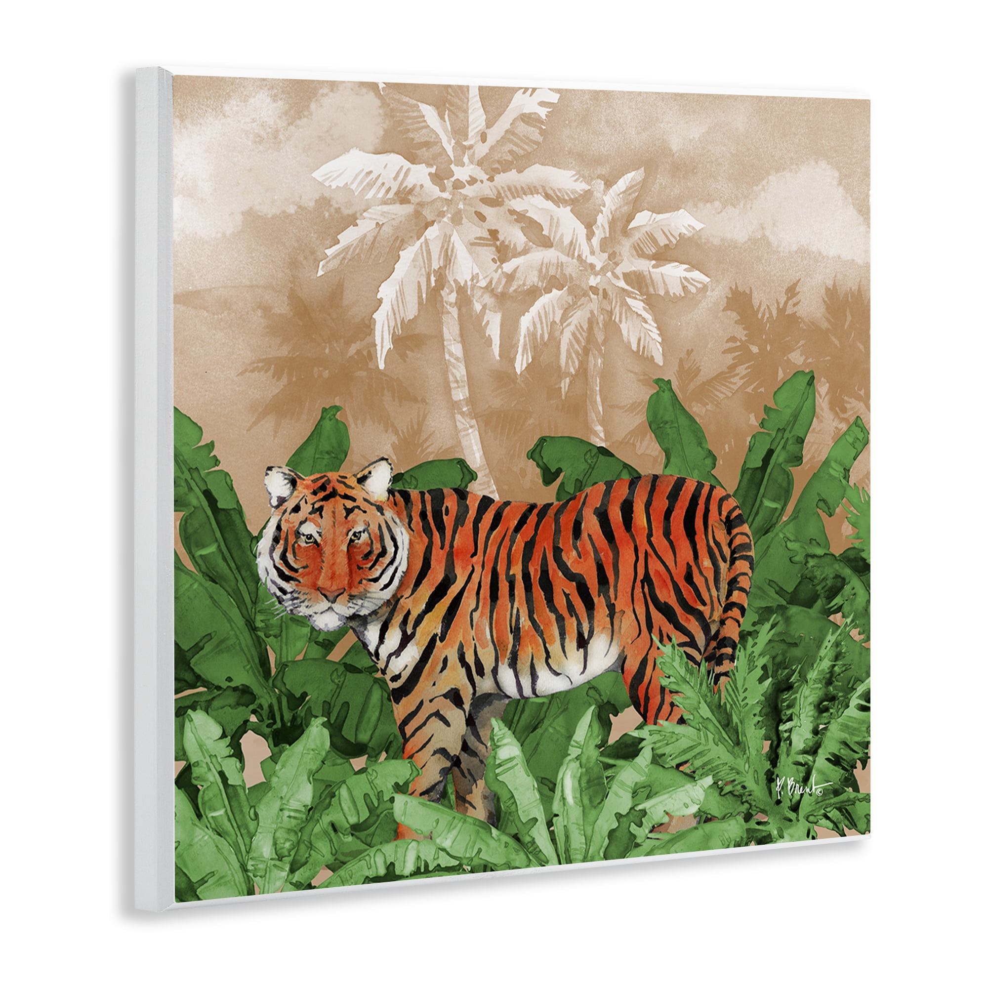Stupell Industries Jungle Life Tiger Animals & Insects Painting Unframed Art Print Wall Art, 12 x 12