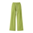 thumbnail image 3 of PWPSG High Waist Drawstring Pleated Wide Leg Casual Pants, Breathable Comfort Trousers for Daily Commute & Trendy Work Outfits Green XXL, 3 of 6