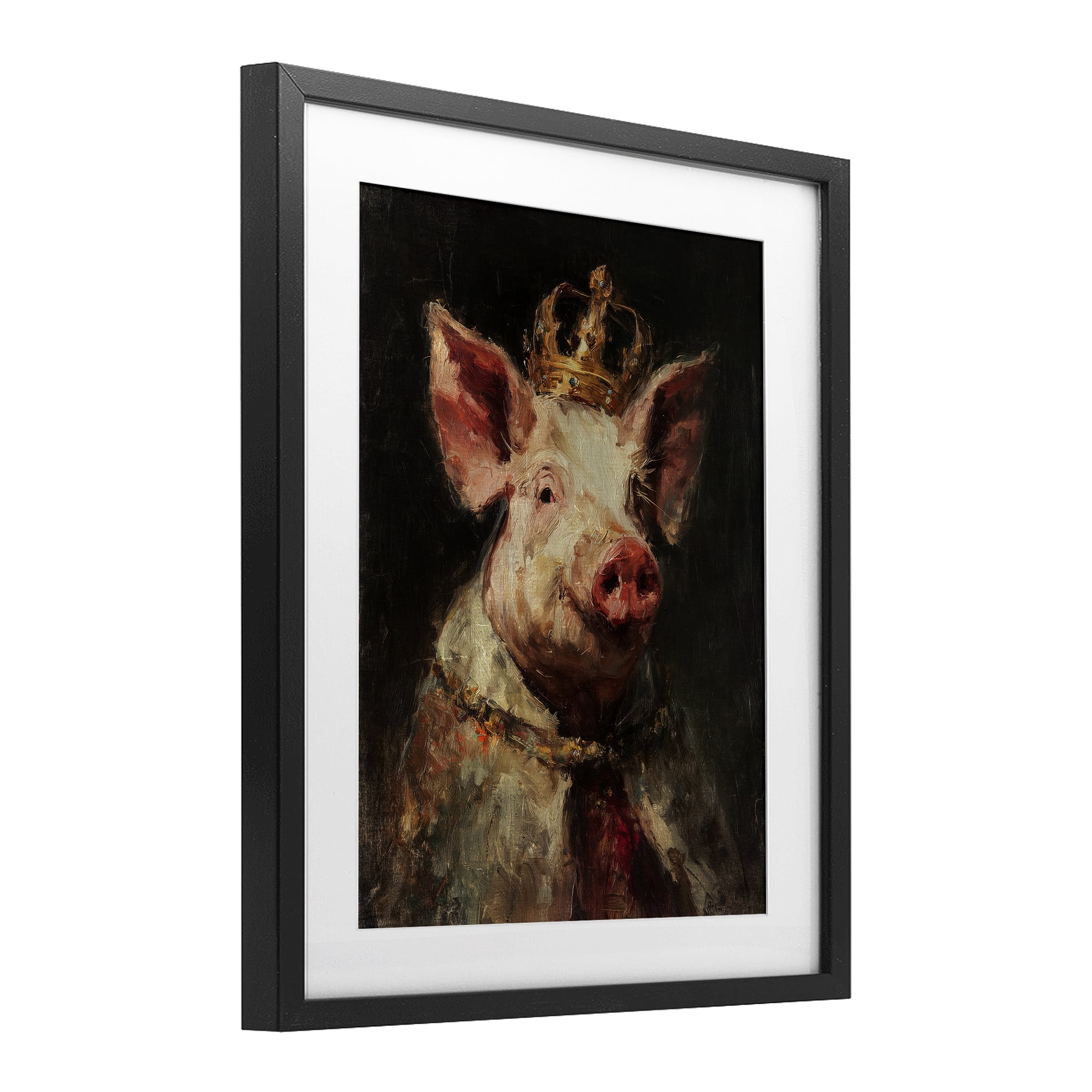 Stupell Industries Royal Swine Portrait Black Framed Print Under Glass, design by Svetlana Aleynikova