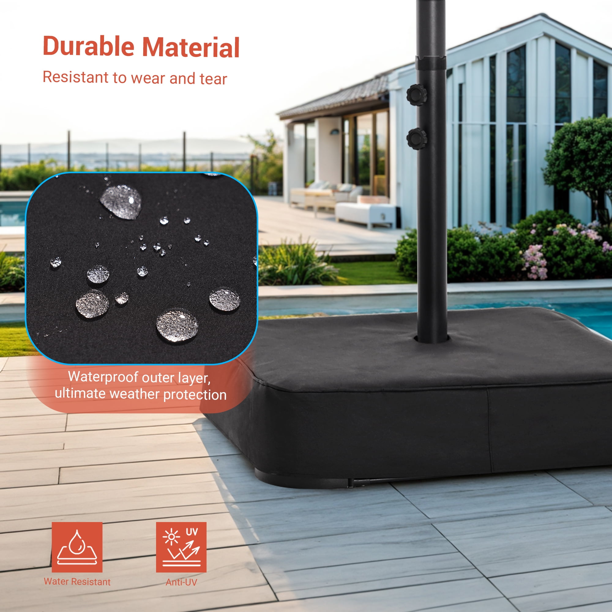 CHYVARY Patio Umbrella Base Weighs 320LBs Filled With Sand, High Quality Oxford Fabric for Umbrella With 8–12ft Canopy, Black