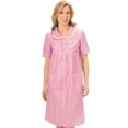 thumbnail image 2 of Collections Etc Collections Women's Etc. Gingham Women's Robe with Floral Accents, Snap-Front Closure and Lace Trim, Pink, Medium, 2 of 9