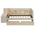 thumbnail image 5 of Harper & Bright Designs Twin Size Corner Bed Frame with Drawers, Daybed with Storage Shelves, Wooden L Shaped Beds with Side Desk, Beige, 5 of 21