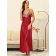 thumbnail image 2 of Unique Bargains Womens Satin Sleeveless Nigthgown Lace Sleepwear Pajama Dress, 2 of 5