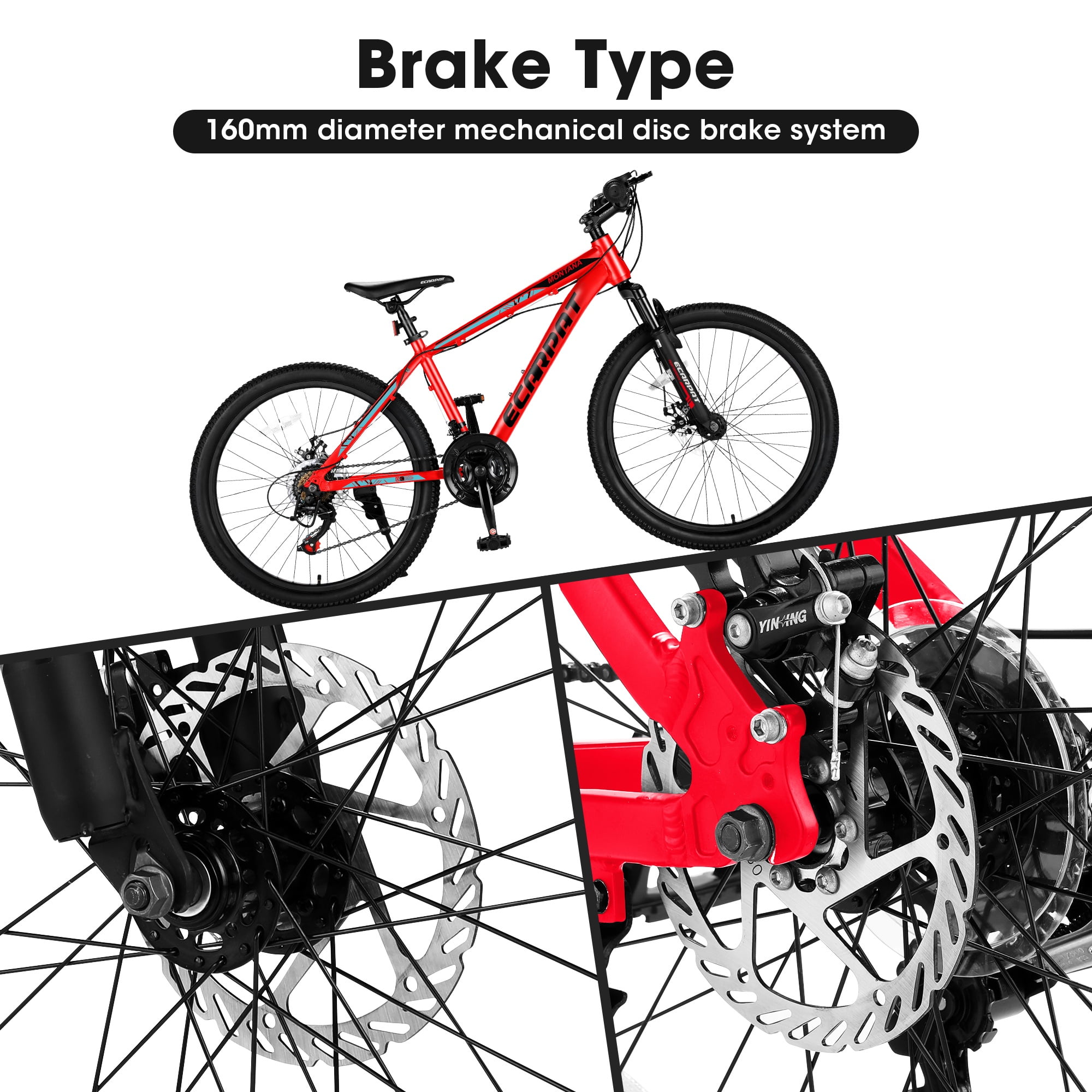iYofe 24 inch Mountain Bike for Mens Womens, Shimano 21 Speed Bicycle with Dual Disc Brakes, Lightweight Bikes with Aluminium Frame, Fits Riders 4'92" - 5'4", Red